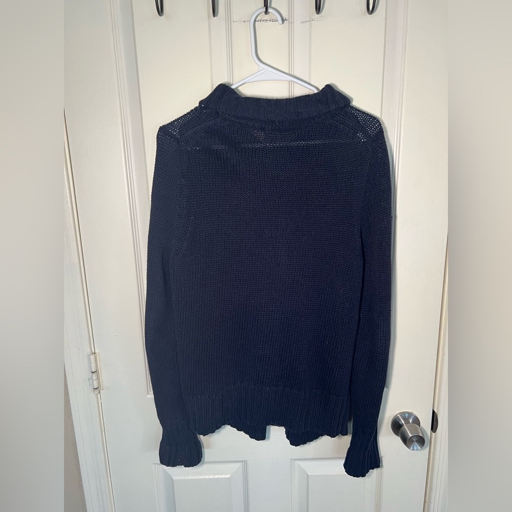 Eddie Bauer Navy Blue Knit Button Front Cardigan Sweater Size L - Picture 8 of 10